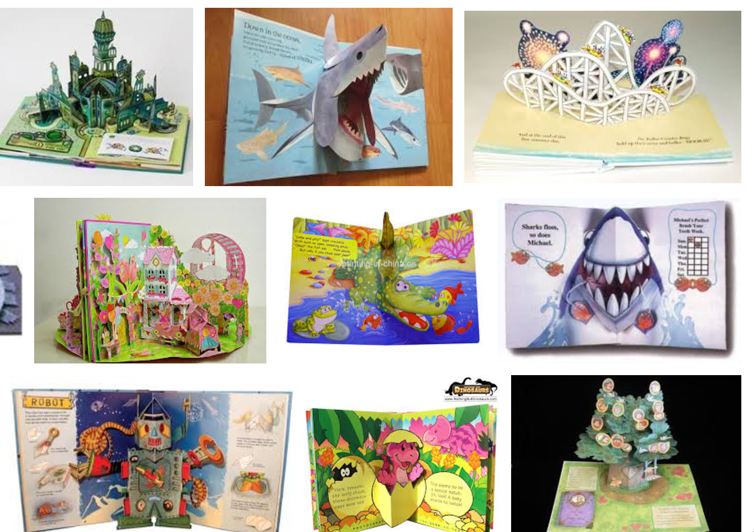 Image of a selection of children's pop up books.